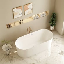 Vermont Gloss White Oval Acrylic Freestanding Bath & Wall Mixer Set
